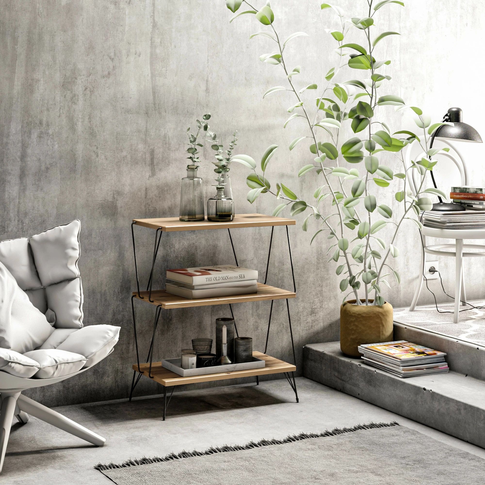 Tavolinë anësore Hanah Home, Lazandos, ngjyrë pishë