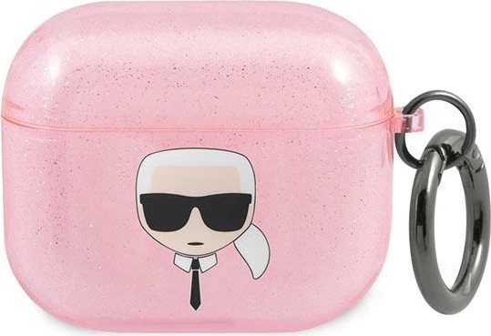 Mbështjellës Karl Lagerfeld KLA3UKHGP për AirPods 3, rozë me shkëlqim
