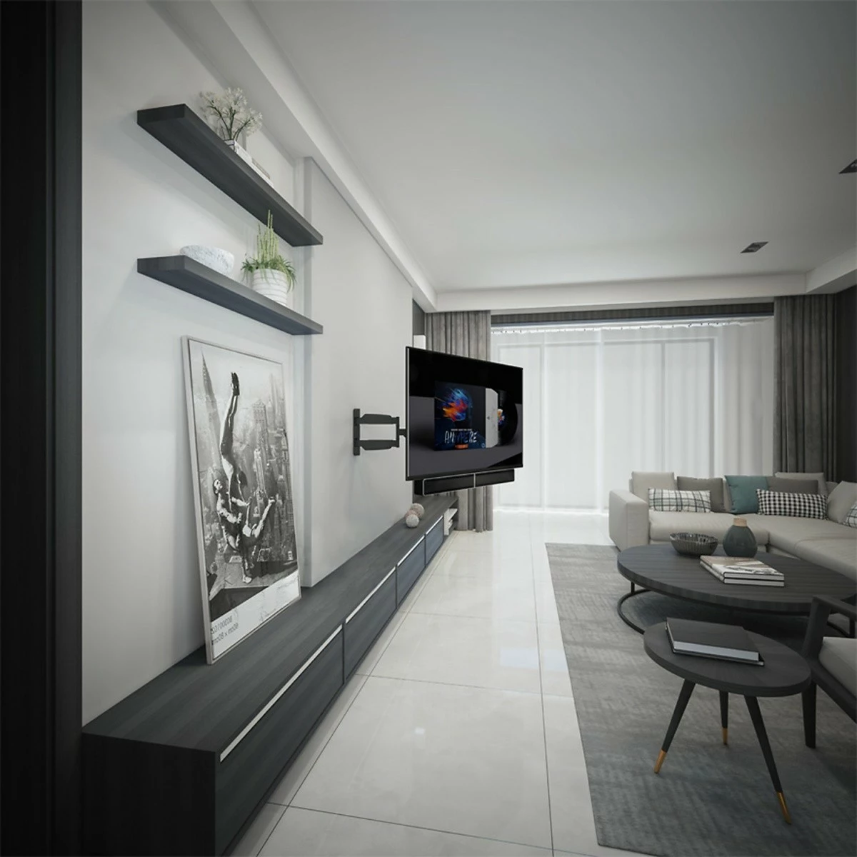 Mbajtëse soundbar Maclean MC-843, metal, për TV, e zezë