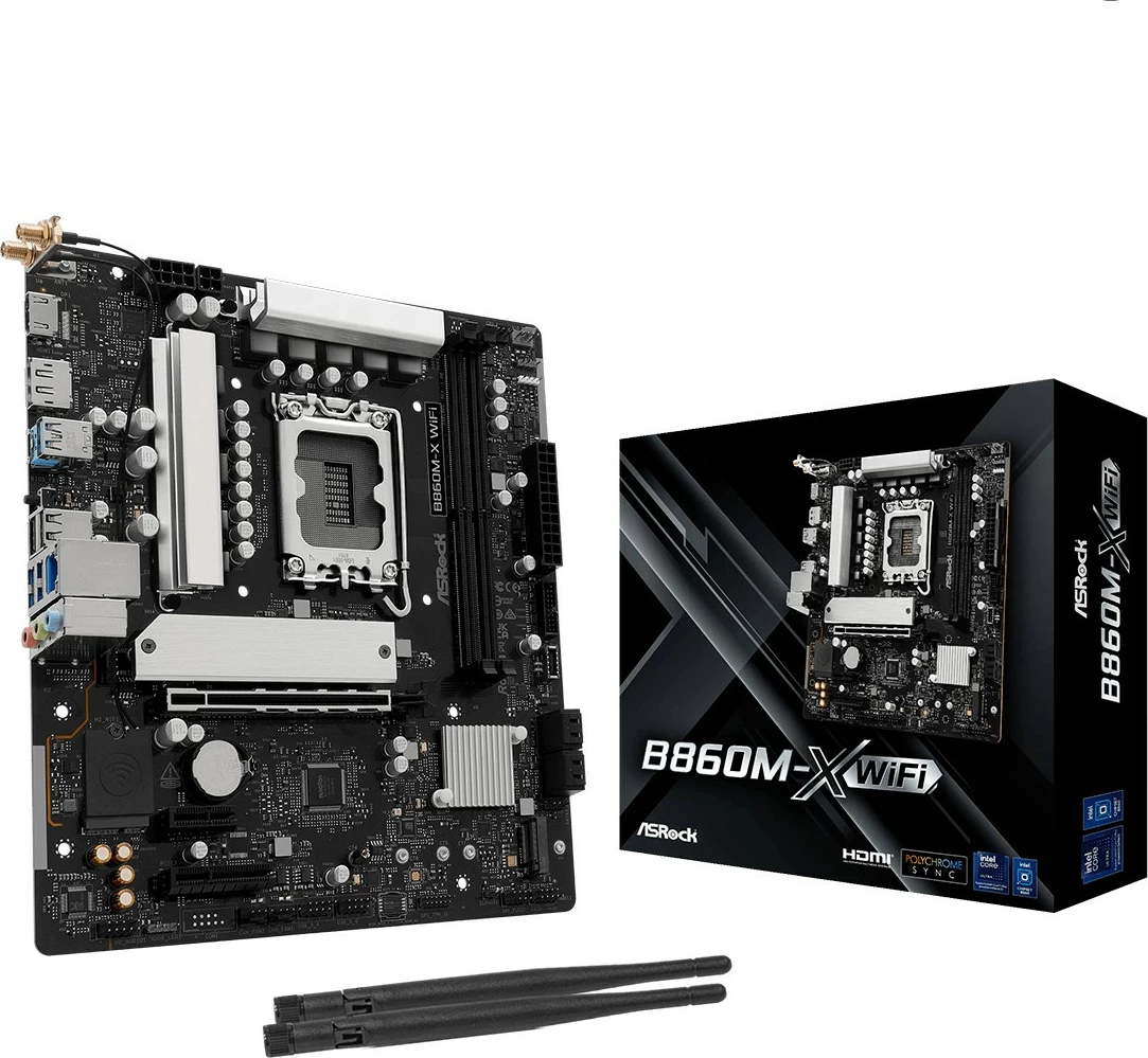 Pllakë amë ASRock B860M-X WiFi, micro ATX, DDR5, HDMI/DP, WiFi, Bluetooth, e zezë