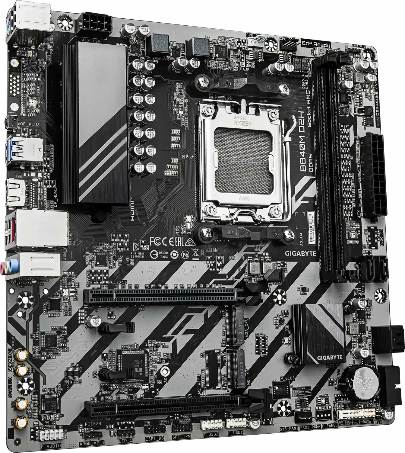 Pllakë amë Gigabyte B840M D2H, AM5, mATX, DDR5 128GB, 2.5GbE