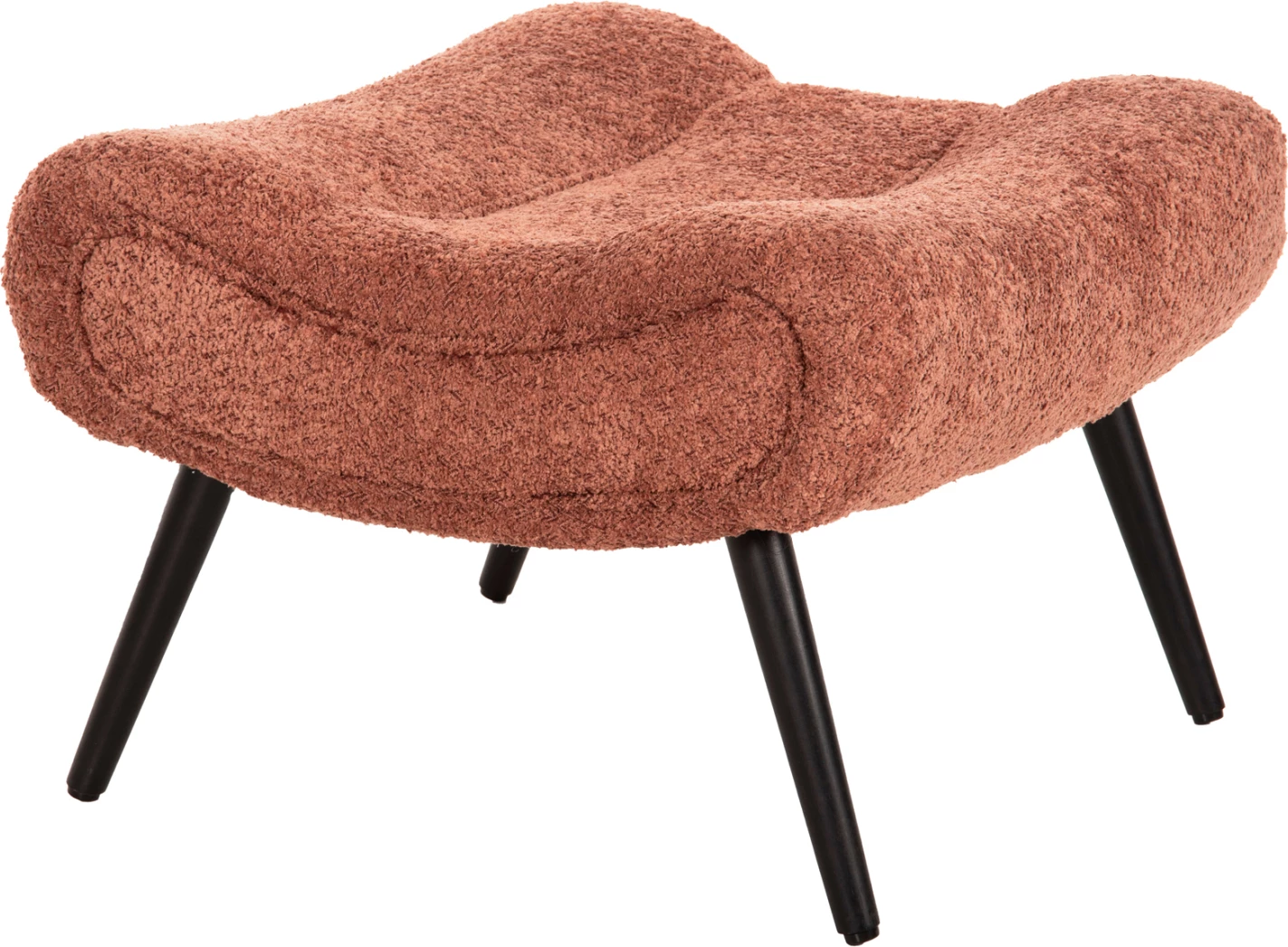 Karrige për këmbë KEMBA, FH9606.02, pëlhurë boucle rozë, këmbë druri të zeza, 68x58x40H cm