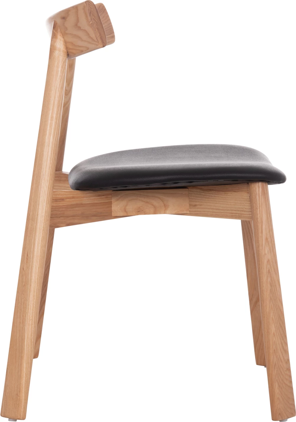 Karrige ngrënieje SEKAN, dru kauçuku, ulëse lëkurë sintetike e zezë, 60x54x72cm, set prej 2 copë