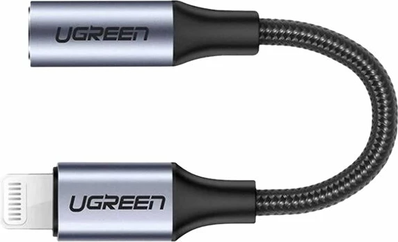Adapter audio Ugreen 30756, Lightning në 3.5mm, 10cm, Gri