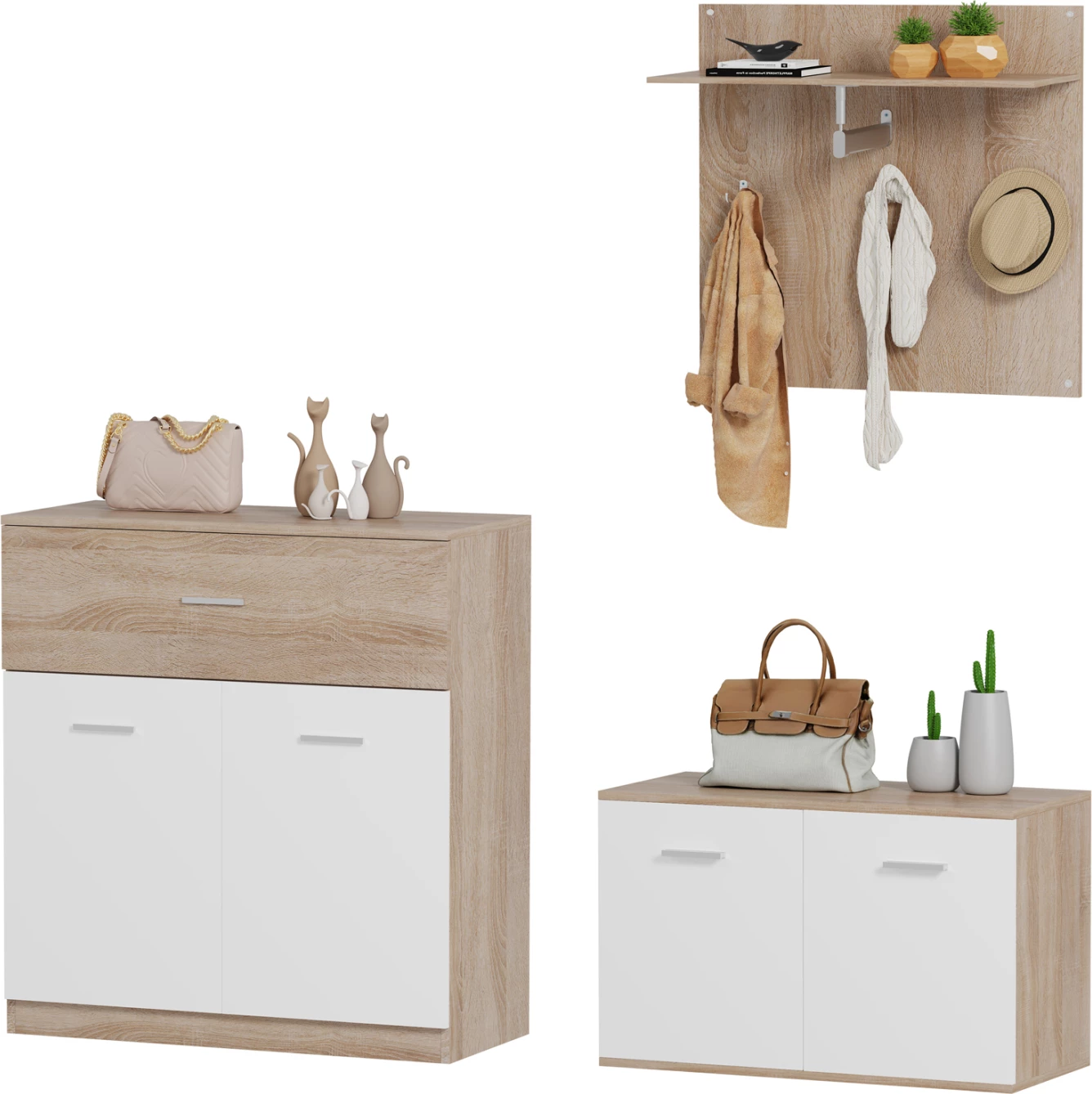 Set hyrje 3 pjesë DIONNE FH21058 melaminë në sonama-bardhë