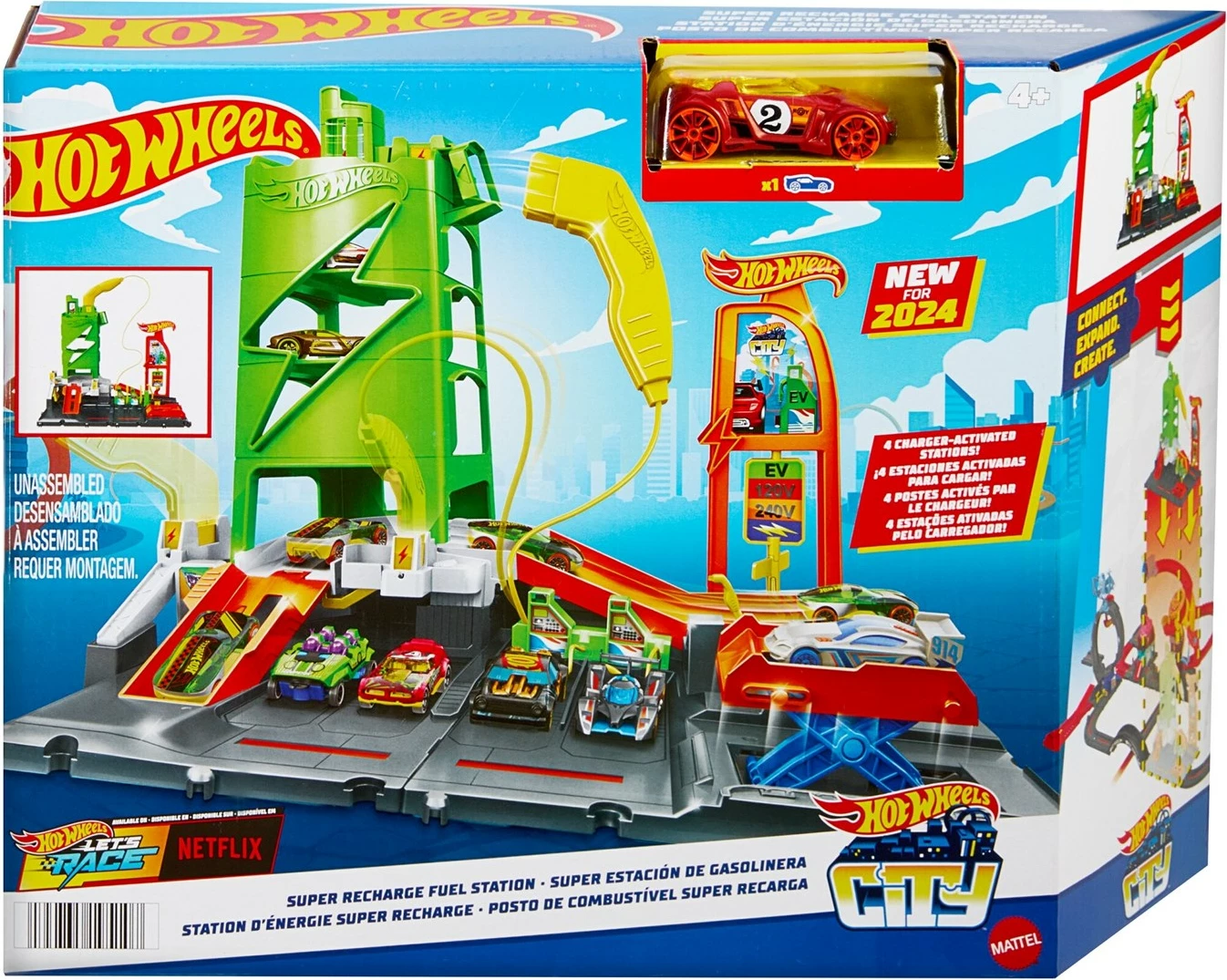 Stacion karikimi për makina lodër Hot Wheels City Mattel HTN79, shumëngjyrësh