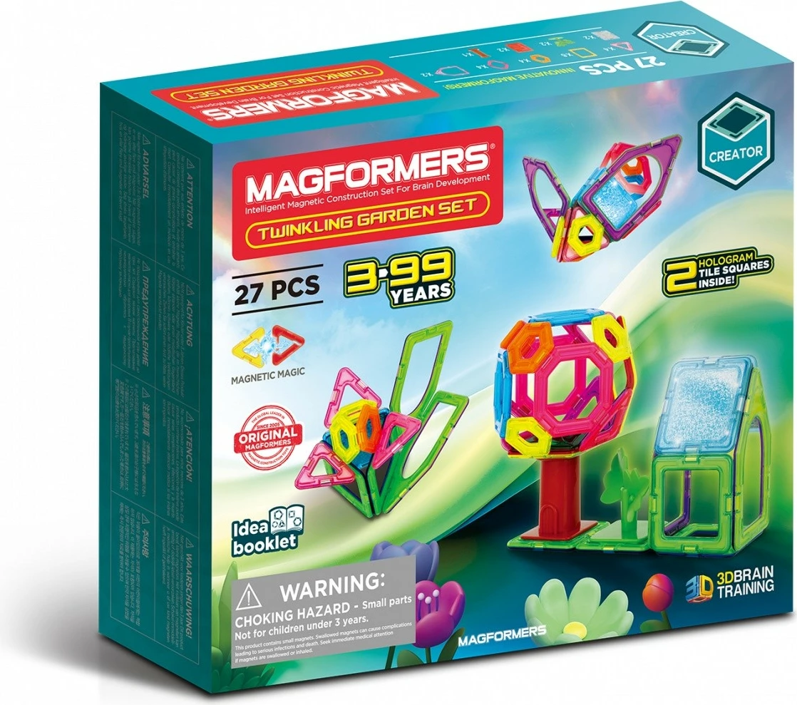 Set lodrash magnetike Magformers Twinkling Garden, 27 pjesë, shumëngjyrëshe