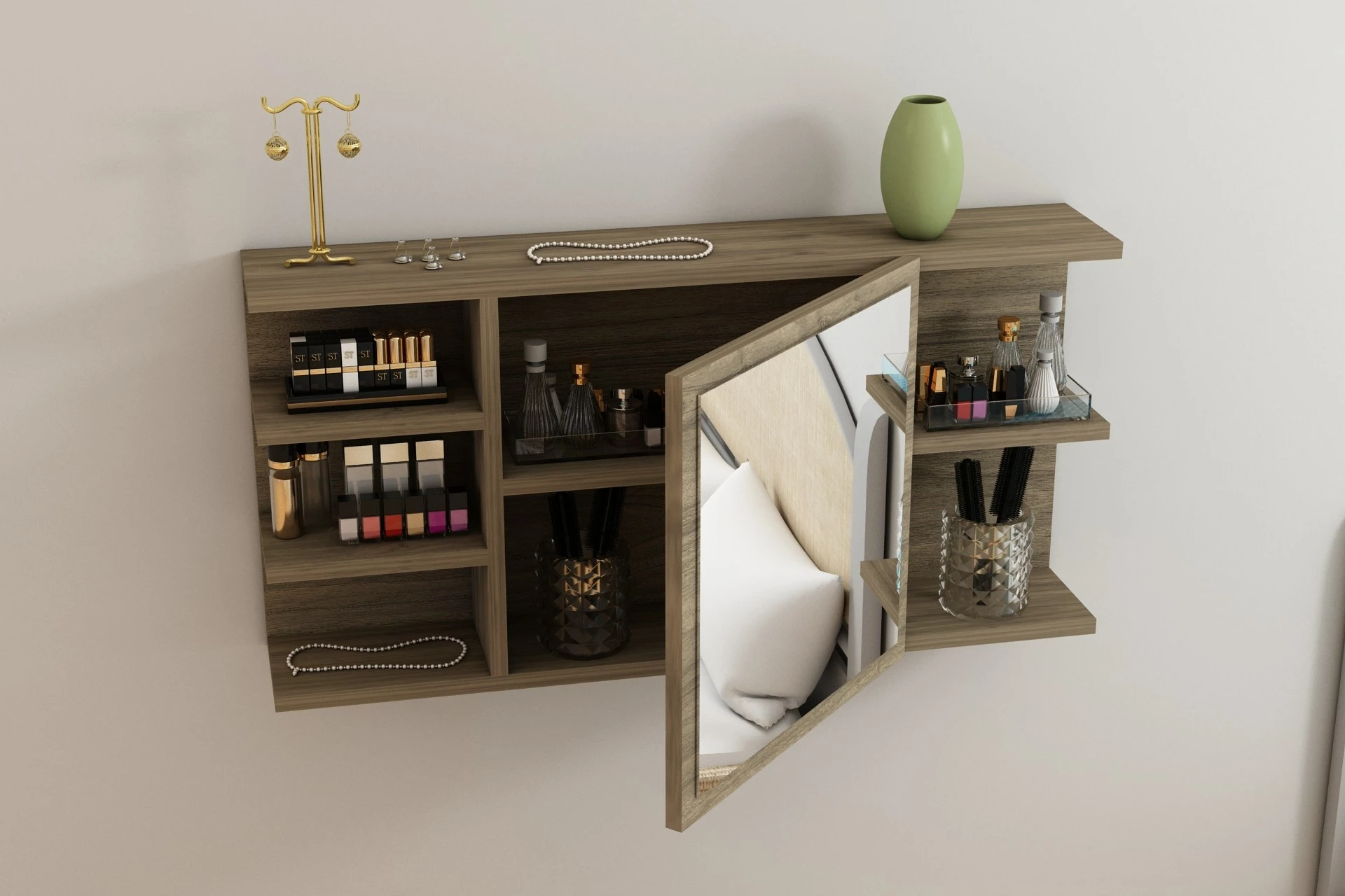 Dollap për make-up Marta, ngjyrë arre, Hanah Home