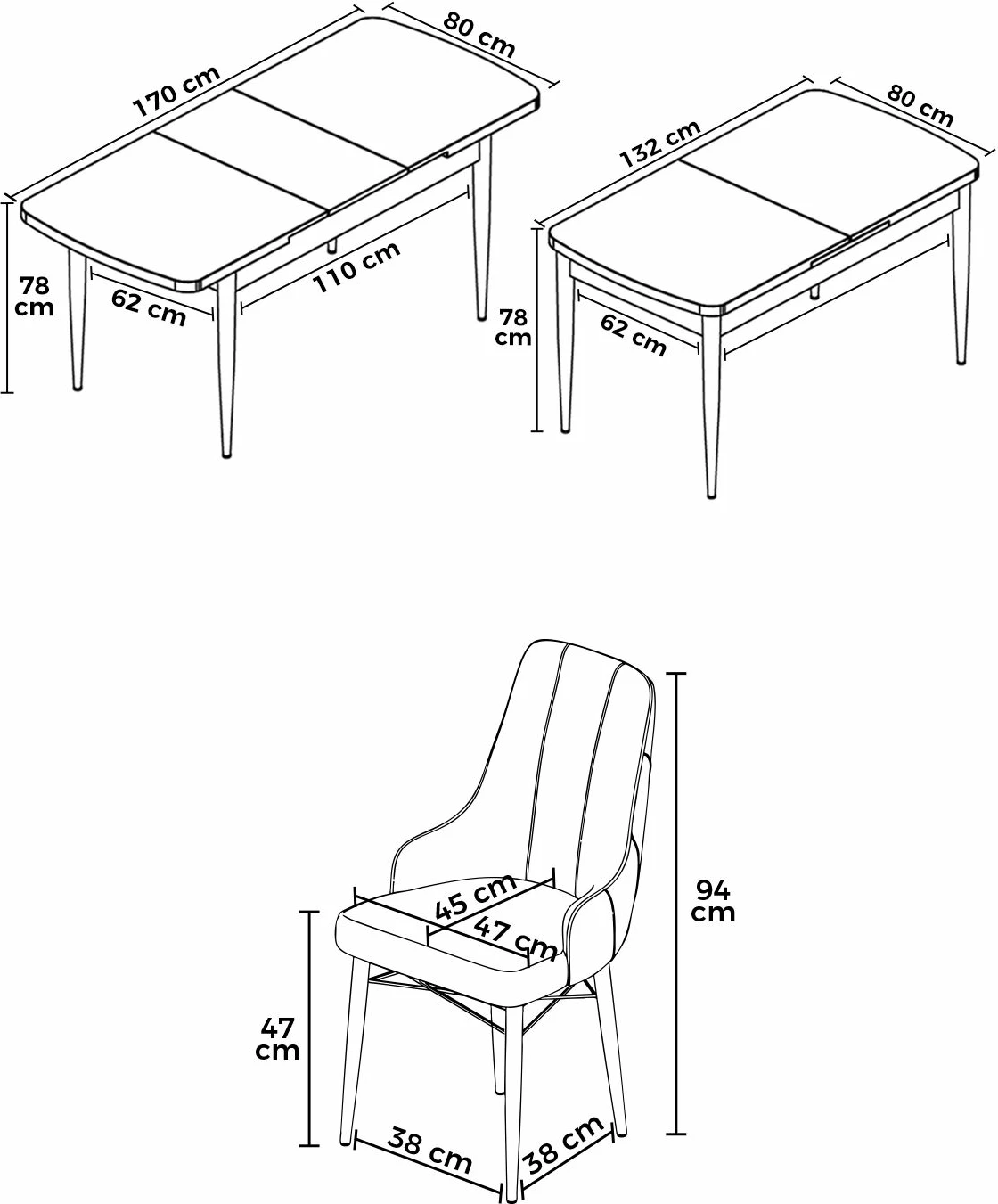 Set tavoline me karrige për ngrënie, zgjatshme, 7 pjesë, Skye Decor, Barok, gri