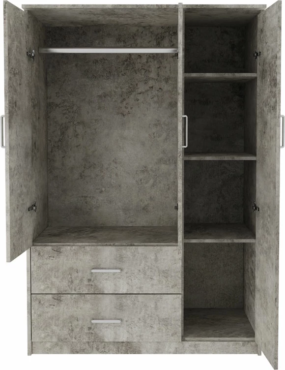 Dollap Olympus me 3 dyer dhe sirtarë+pasqyrë, ngjyrë anthracite antike, 120x57x183