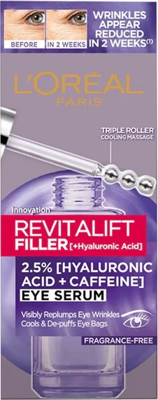 Serum L'Oreal Revitalift Filler 2.5% Ha + Caffeine Serum, 20 ml
