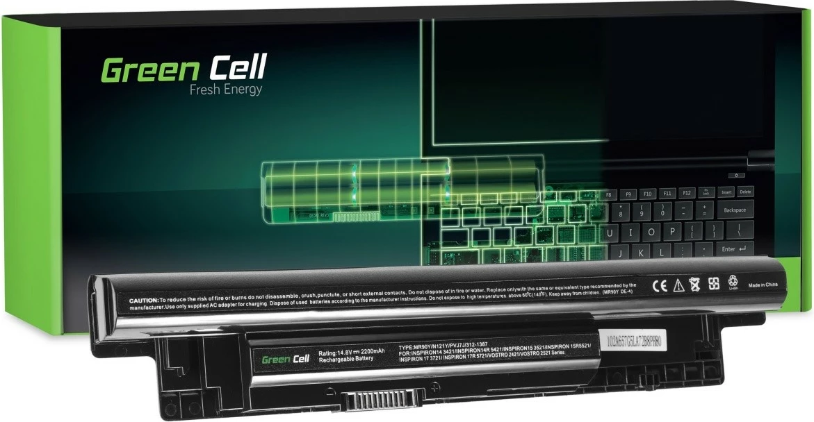 Bateri laptopi Green Cell DE109 për Dell 3521, 14.4V, 2200mAh, e zezë