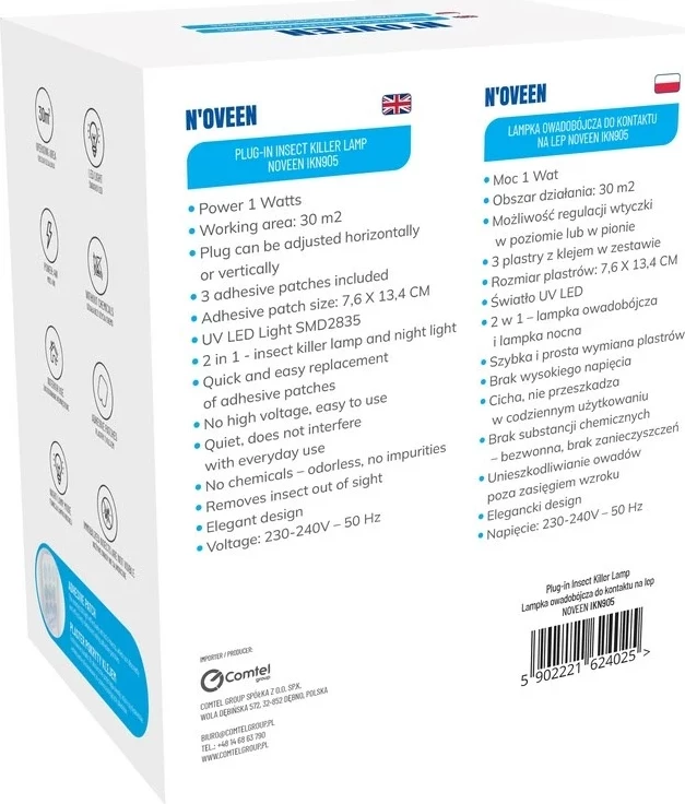 Llambë insekticidi N'OVEEN IKN905, e bardhë, për prizë