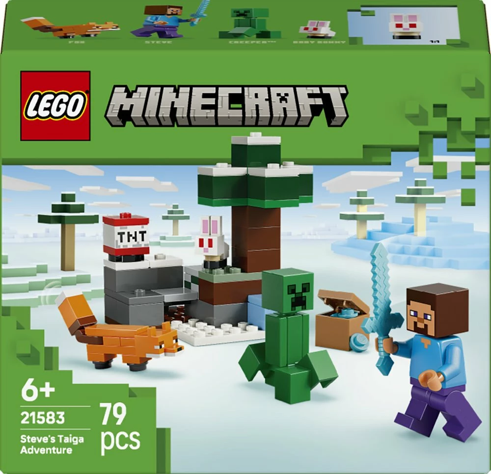 Set ndërtimi LEGO Minecraft 21583 Steve's Taiga Adventure, 79 copë, 6+