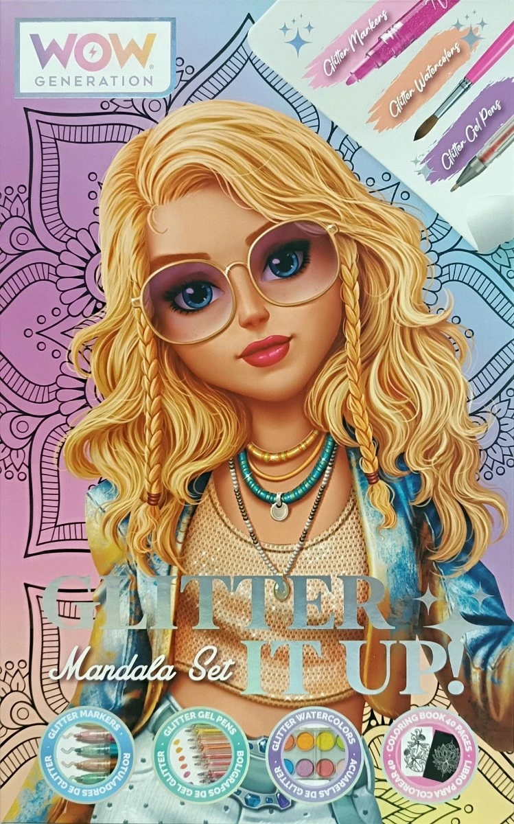 Set kreativ mandala Kids Euroswan WOW00084 me markerë dhe akuarele me shkëlqim