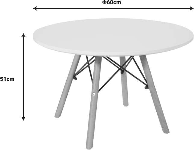 Tavolinë për fëmijë, MDF dhe dru ahu, Φ60x51cm