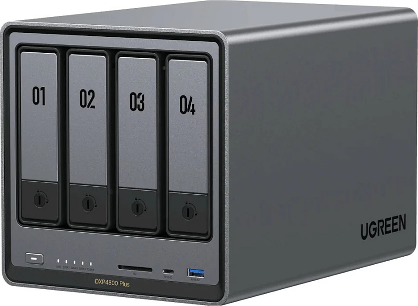 NAS Ugreen NASync DXP4800 Plus, Intel Pentium Gold 8505, 8GB DDR5, 2.5/10GbE, gri e errët