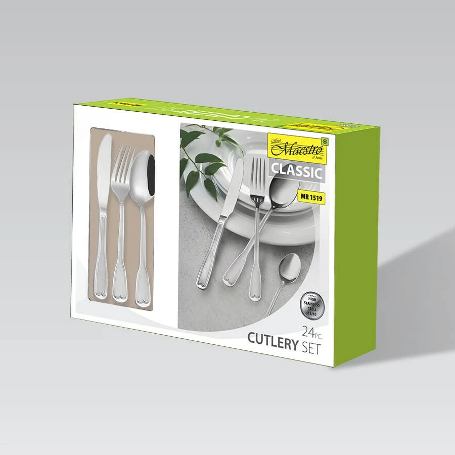 Set i Shtëpisë për Ngrënie Maestro MR-1519-24, Prej Çeliku Inox, Argjendtë