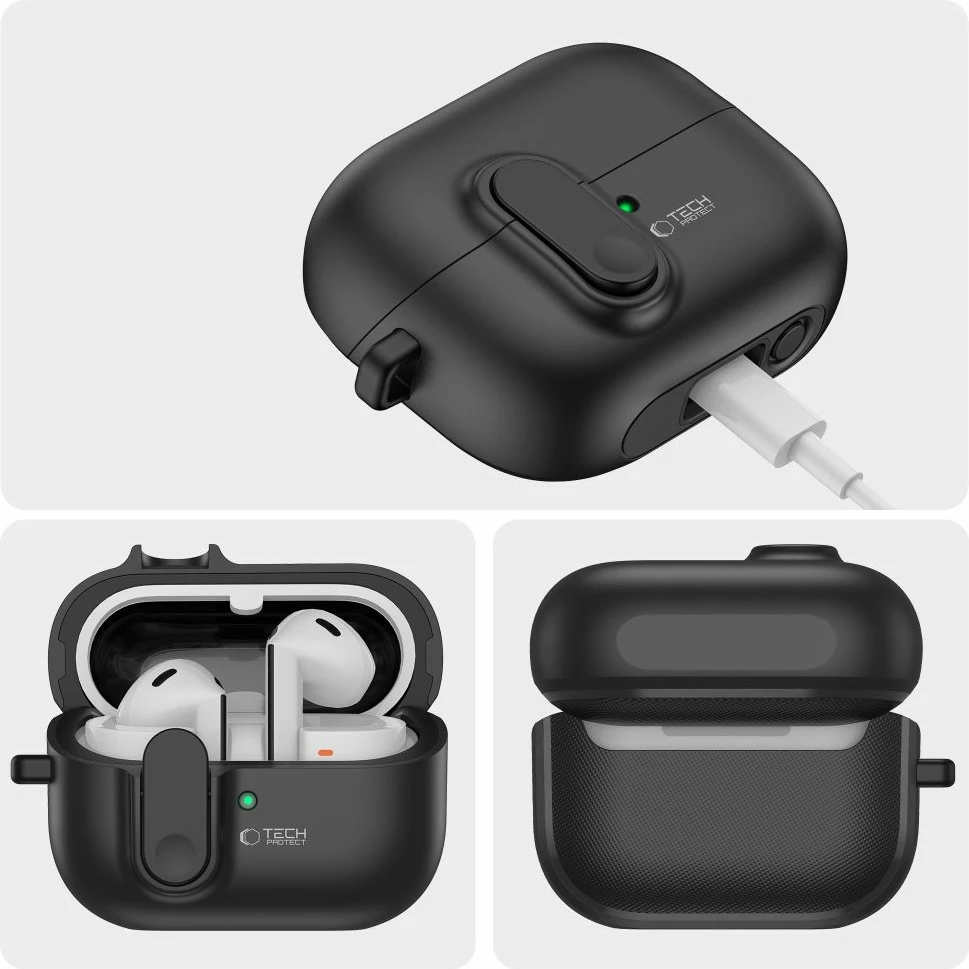 Mbështjellës Tech-Protect Slim Hook për Samsung Galaxy Buds 3 / 3 Pro, i zi
