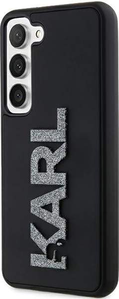 Mbështjellës Karl Lagerfeld 3D Rubber Glitter Logo për Samsung Galaxy S23, i zi