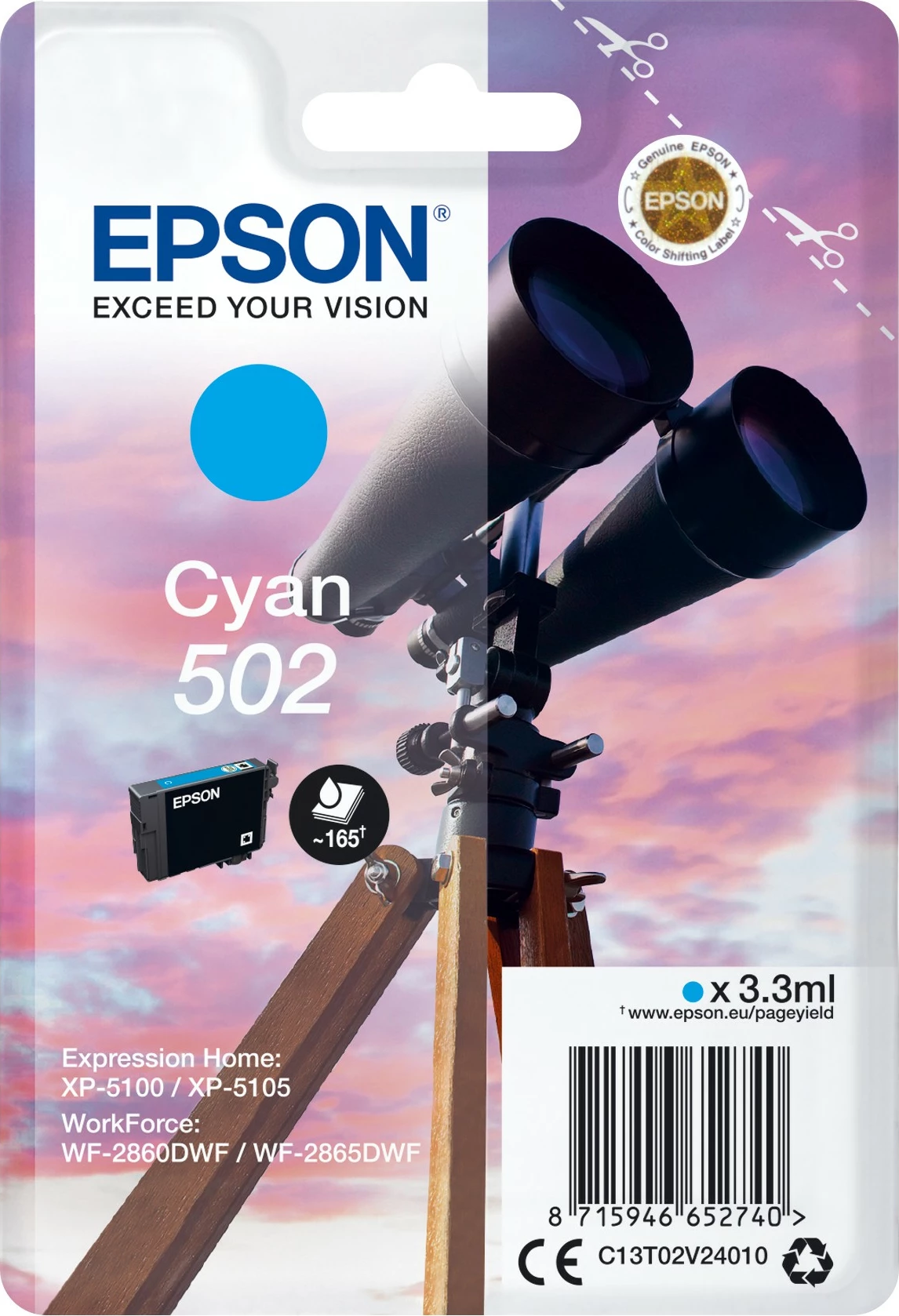 Bojë Epson 502, Cyan, 3.3 ml