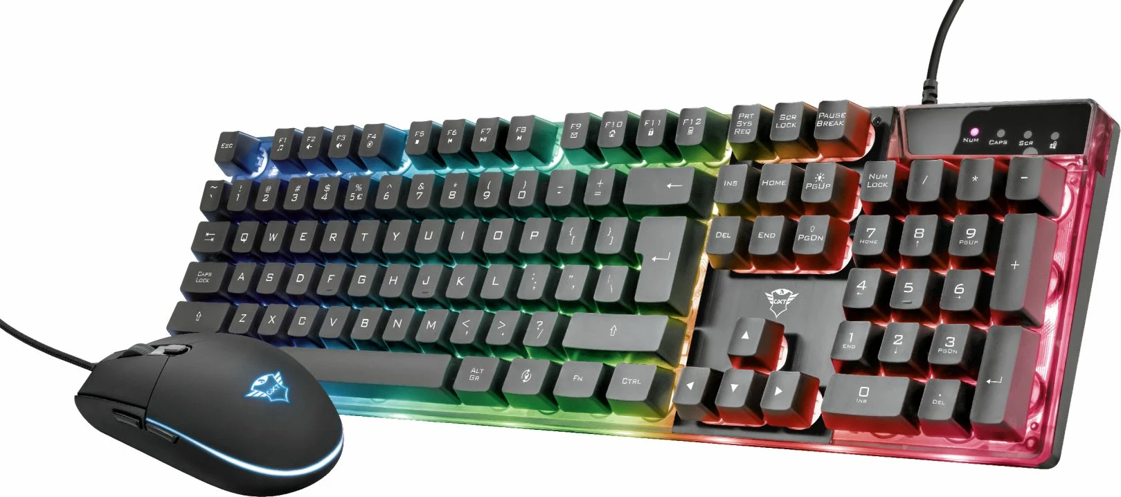 Set tastierë gaming + Maus Trust GXT 838 Azor 23472, me kabllo, RGB, 3000 DPI, e zezë