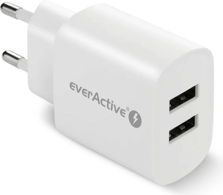 Adapter energjie everActive SC-220, 2x USB, 2.4A, 12W, i bardhë