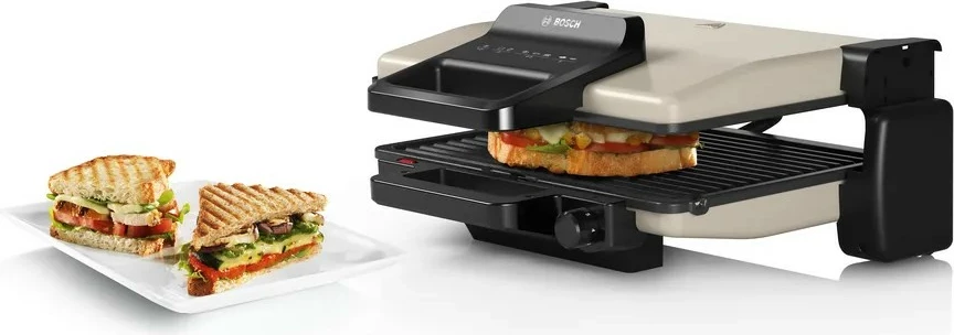 Grill elektrik Bosch TCG3302, 2000 W, qeramikë, argjendtë