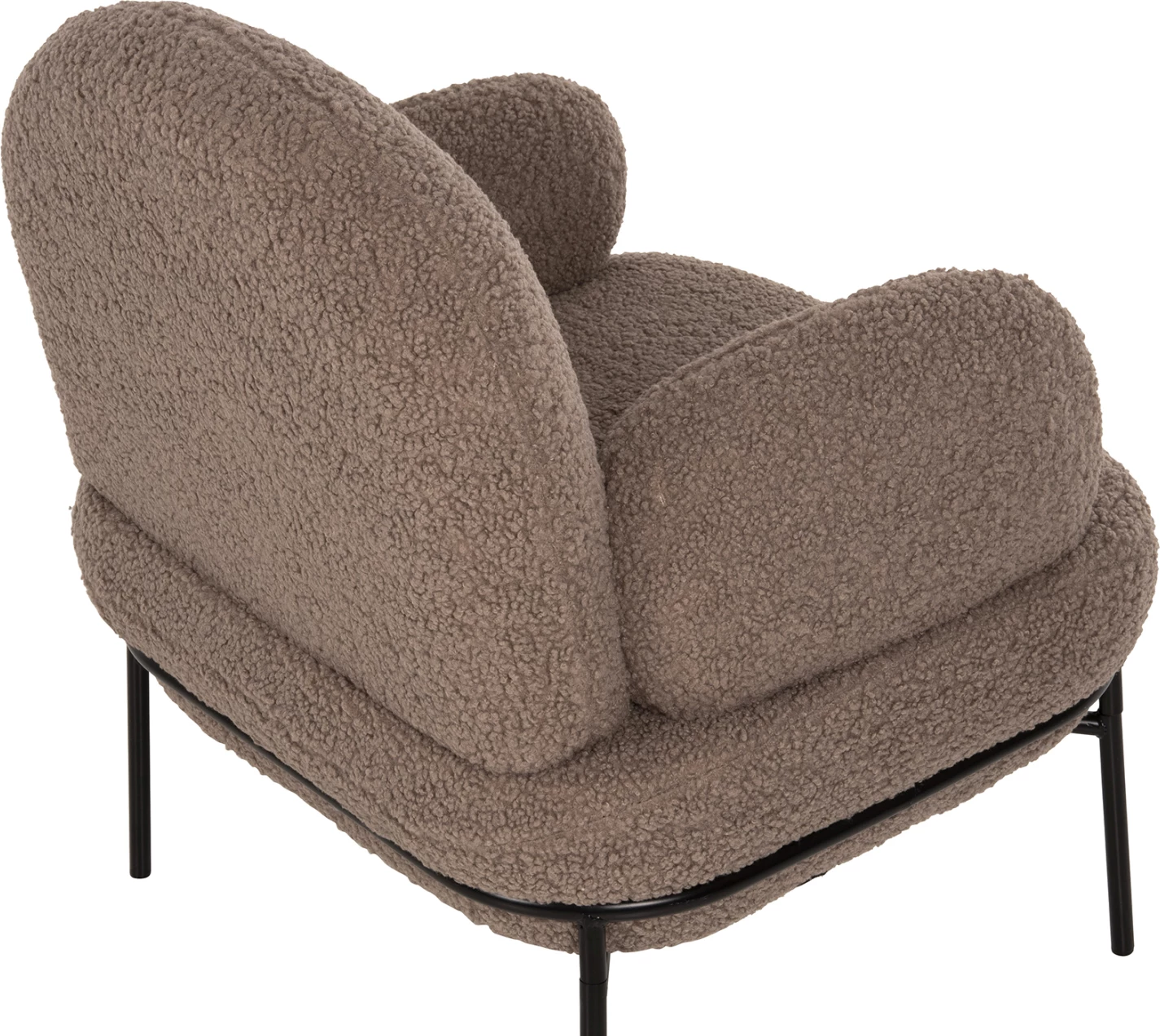 Karrige AGNES FH9525.25 ngjyrë kafe e çelët boucle, këmbë metali të zeza, 74x71x83H cm.