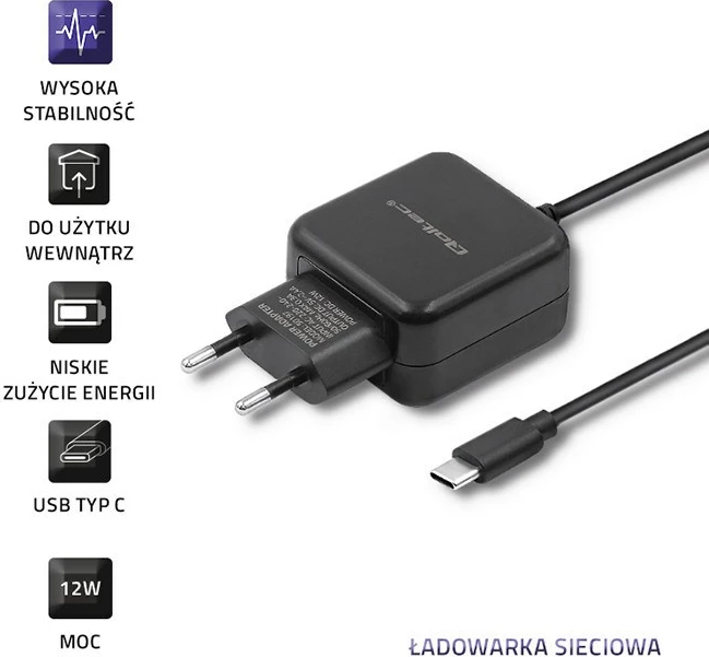 Karikues Qoltec 50197, 12W, 5V, 2.4A, USB Type-C, Zi