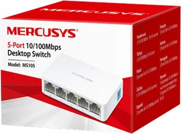 Switch Mercusys MS105, 5 porta, Fast Ethernet, i bardhë