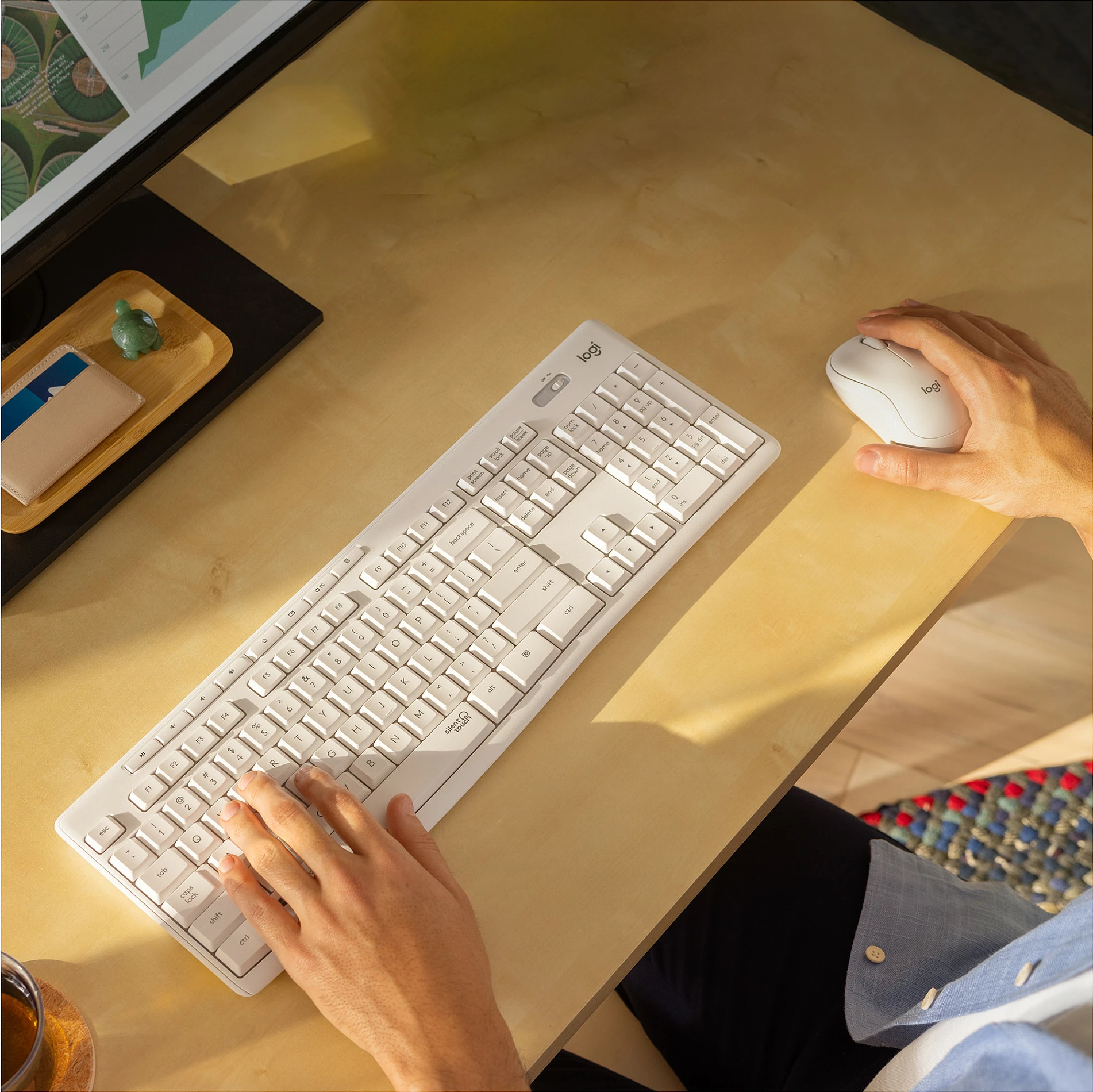 Set tastierë dhe maus Logitech MK295 Silent Wireless Combo, pa tela, e bardhë
