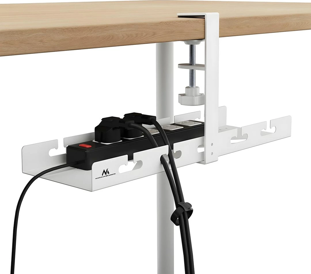 Organizues kabllosh nën tavolinë Maclean MC-105 W, çelik, bardhë