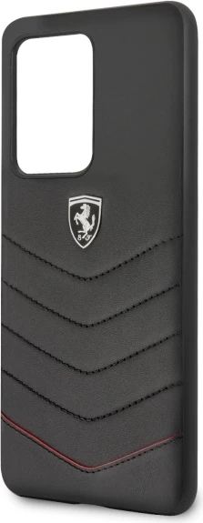 Mbështjellës Ferrari Heritage Quilted për Samsung Galaxy S20 Ultra, lëkurë natyrale, i zi