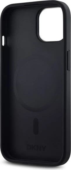 Mbështjellës DKNY Plain Logo MagSafe për iPhone 15, i zi