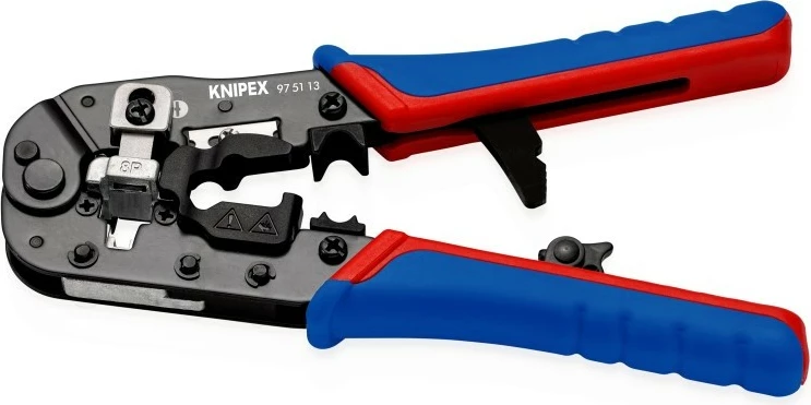 Mjet krimpimi Knipex 97 51 13, për RJ45, zi/kuqe/blu