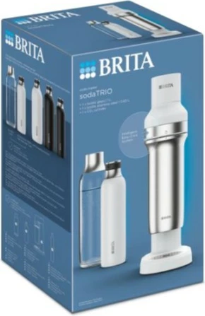 Saturator uji Brita sodaTRIO, çelik/bardhë, me cilindër CO2 dhe dy shishe