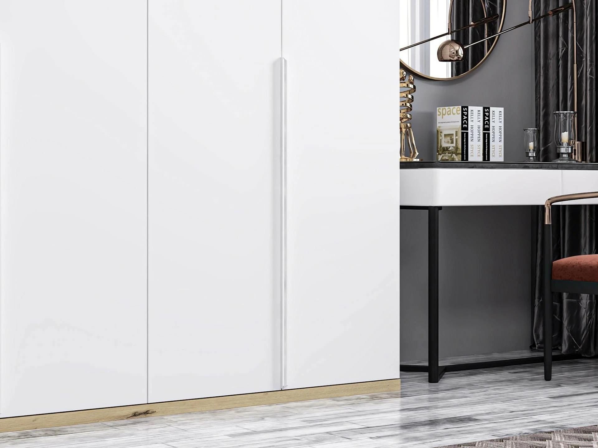 Dollap Skye Decor, Kale Line, i bardhë, 270x206x52cm