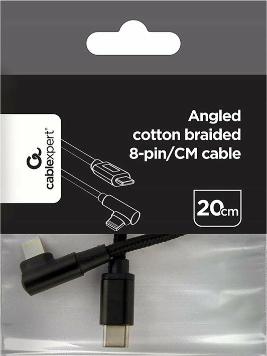 Kabel Gembird CC-USB2-CMLML-0.2M USB-C - Lightning 0.25 m 2.1A USB 2.0 e zezë