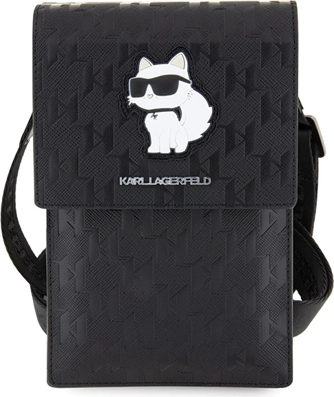 Çantë për celular Karl Lagerfeld KLWBSAKHPCK Saffiano Monogram Choupette, e zezë