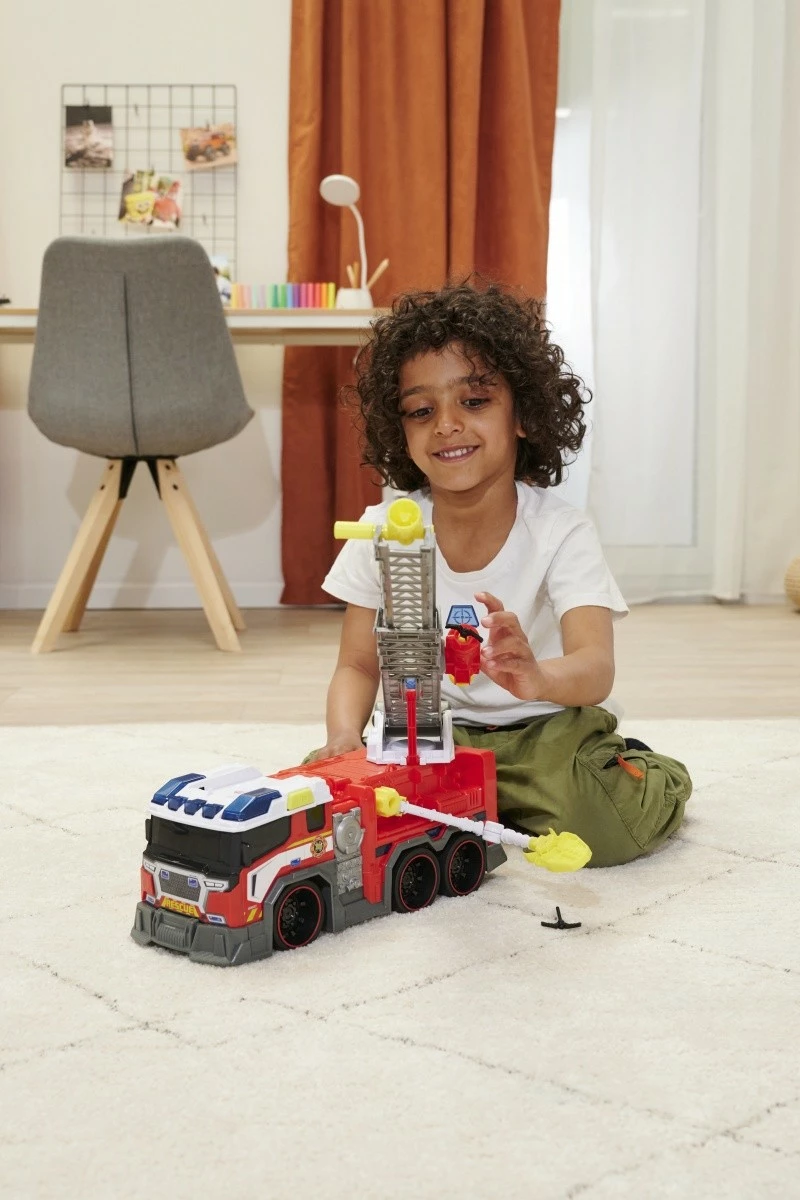 Kamion zjarri lodër Dickie 37.5 cm, plastikë, me drita dhe zë, i kuq