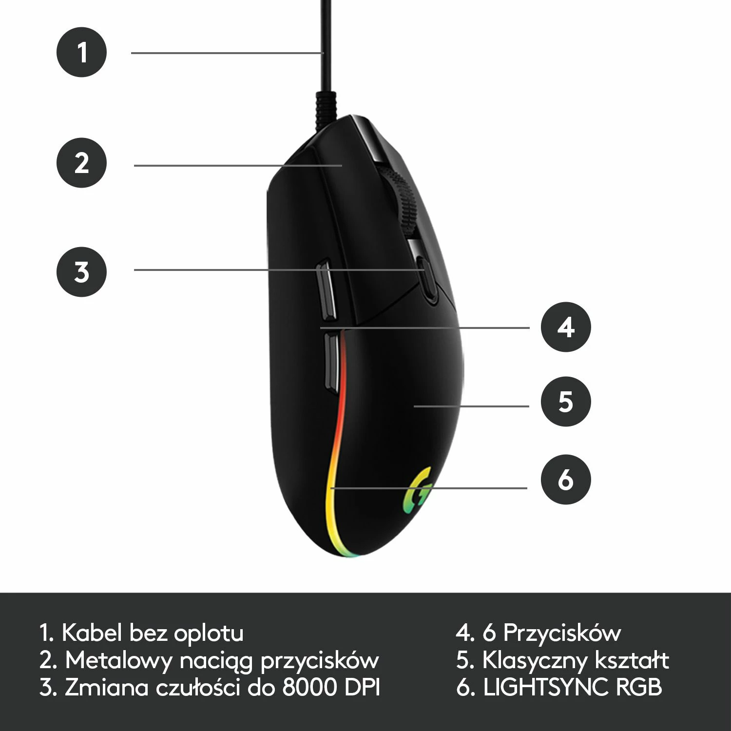 Maus Logitech G102 Lightsync (910-005823) 8000 DPI RGB, i zi