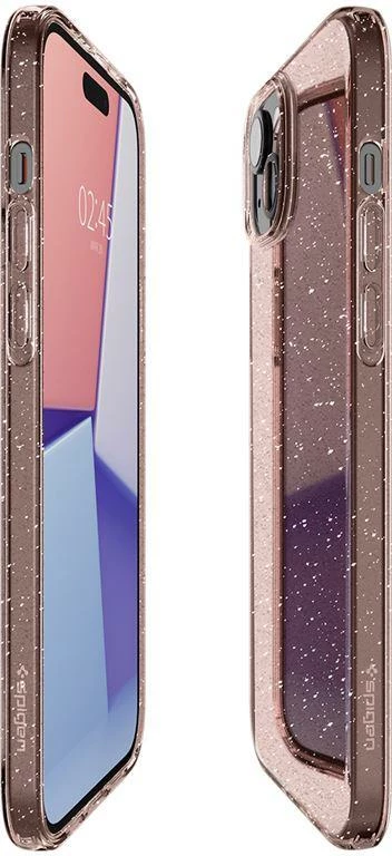 Mbështjellës Spigen Liquid Crystal Glitter për iPhone 15 Plus, Transparent/Rozë