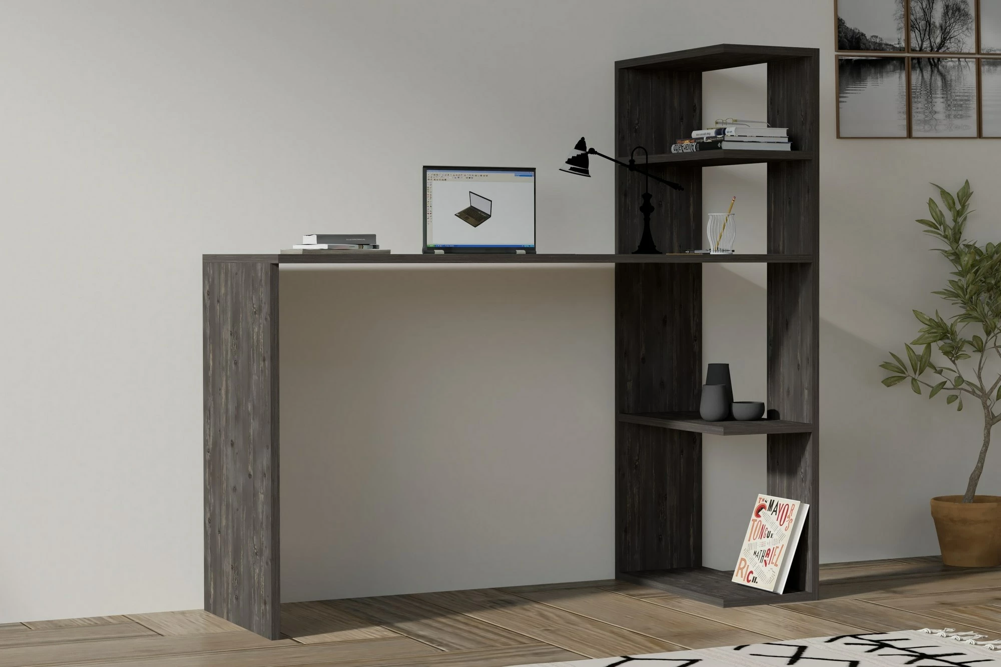 Tavolinë studimi Hanah Home, Burano, anthracite