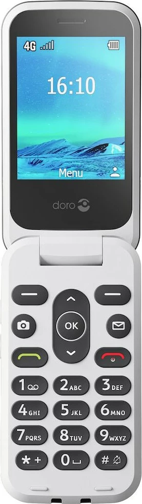 Celular Doro 2880, Clamshell, Single SIM, 320 x 240 pixels, Bluetooth, 1000 mAh, Zi, Bardhë