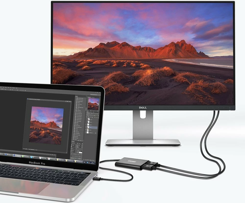 Adapter Choetech HUB-D03, USB Type C Thunderbolt 3, 2x DisplayPort 4K 60Hz, zi