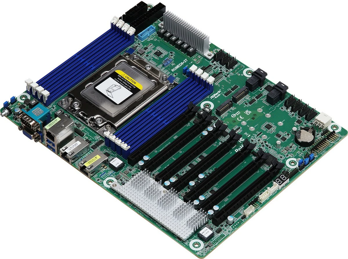 Pllakë amë ASRock ROMED8-2T/BCM, Socket SP3, ATX, për server, 8 slote RAM, 3 porta LAN