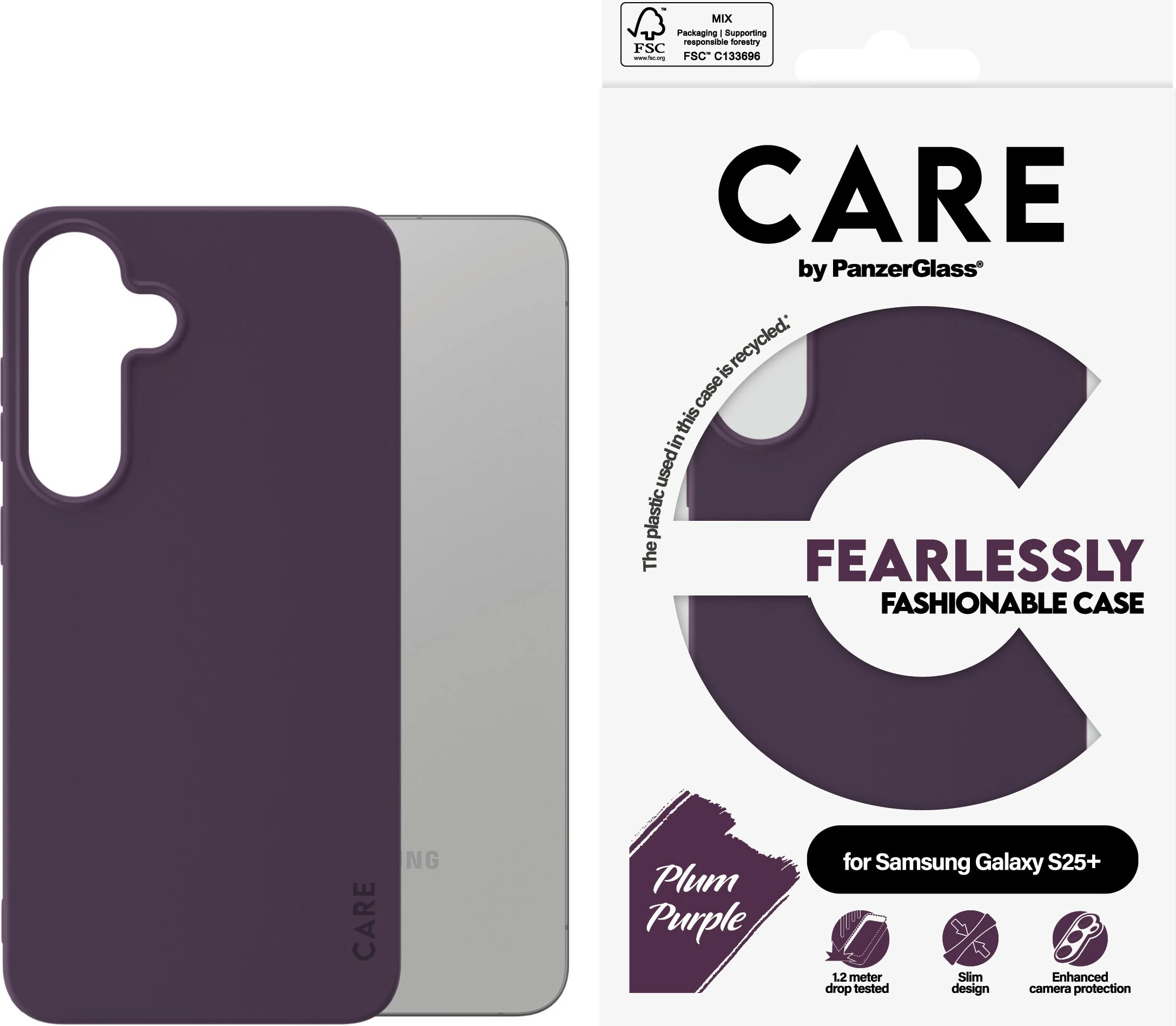 Mbështjellës PanzerGlass CARE për Samsung Galaxy S25 Plus, vjollcë