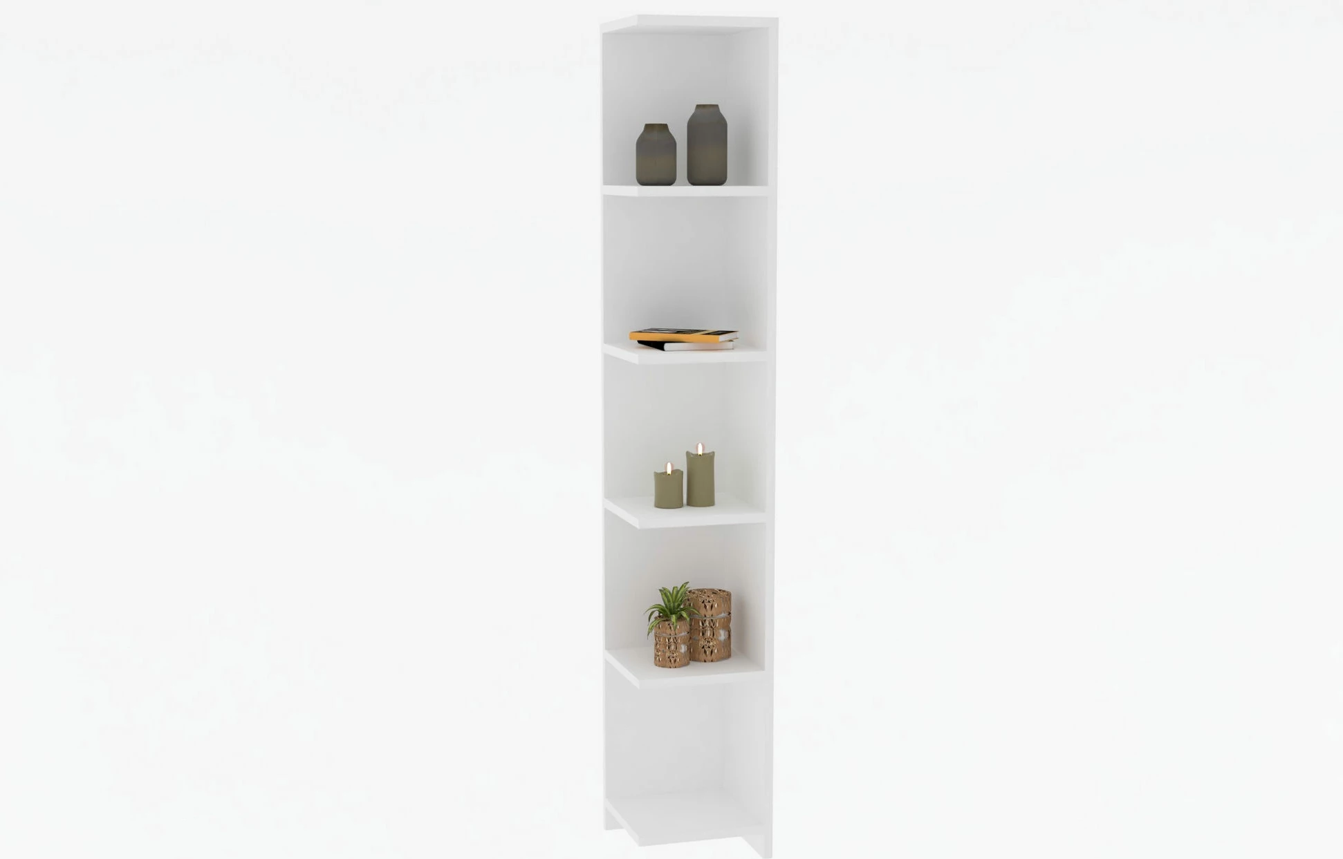 Raft librash Hanah Home, Ravella, ngjyrë e bardhë, 160x25x25cm