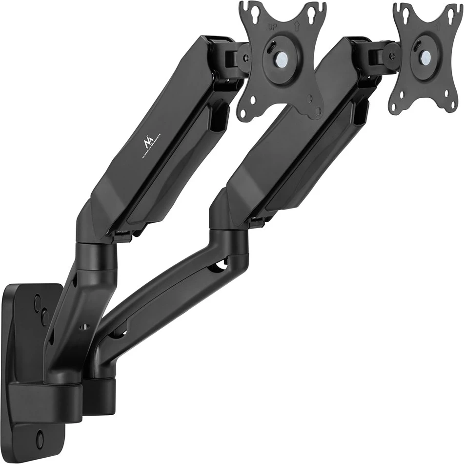 Mbajtës muri për dy monitorë Maclean MC-988, 17-32 inç, sustë mekanike, i zi